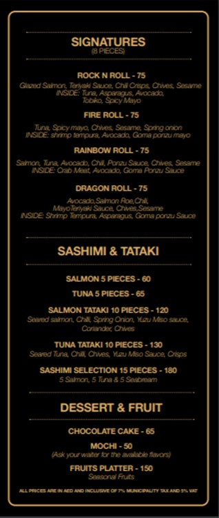 Sky 2.0 nightclub Dubai shots alcohol price list