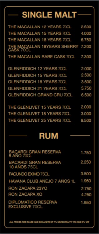 Sky 2.0 nightclub Dubai rum drinks