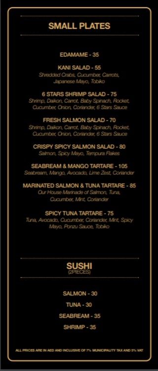 Sky 2.0 nightclub Dubai bottle menu