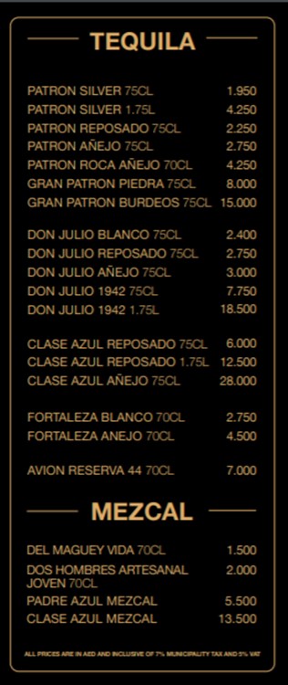 Sky 2.0 nightclub Dubai tequila alcohol