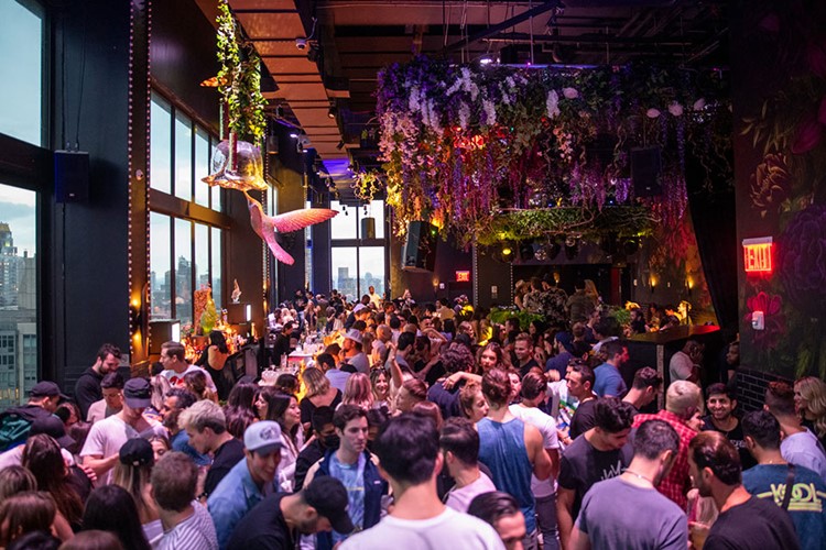 Somewhere Nowhere nightclub NYC crowd dancing rooftop party