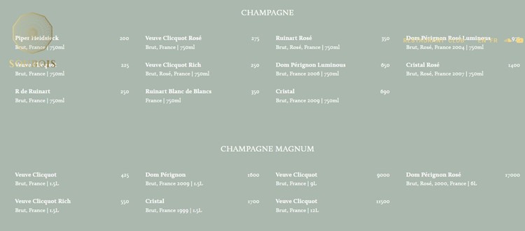 Soubois nightclub bottle menu Montreal champagne bottles prices book vip table now serve parade bubbles celebrate