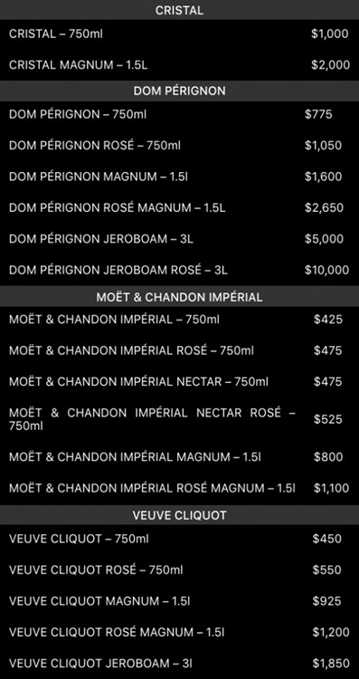 Sound nightclub Los Angeles champagne bubbles prices in LA book table service