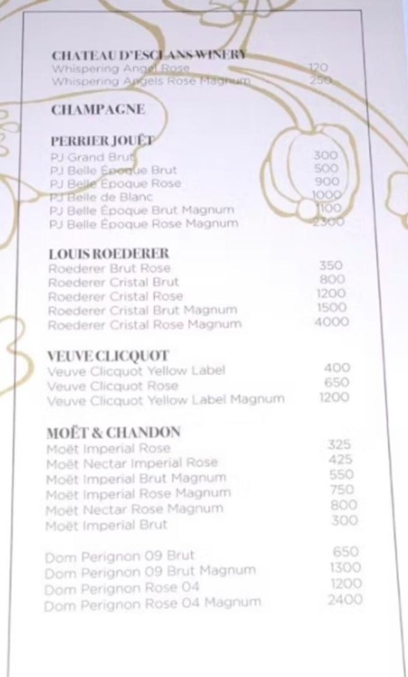 Space Miami nightclub bottle menu pricing bottles types alcohol beverages packages