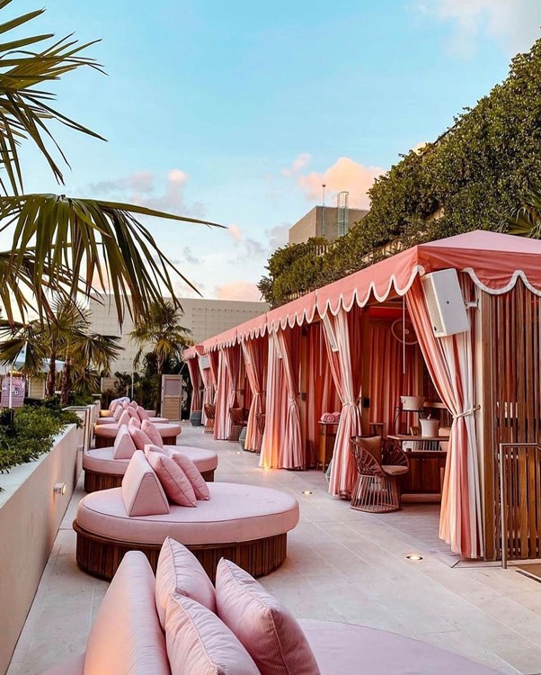 Strawberry Moon pool club Miami fun outdoor cabana party