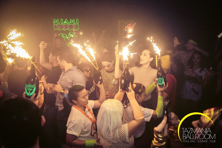 Tazmania nightclub Hong Kong table service bottles of alcohol champagne vodka partying