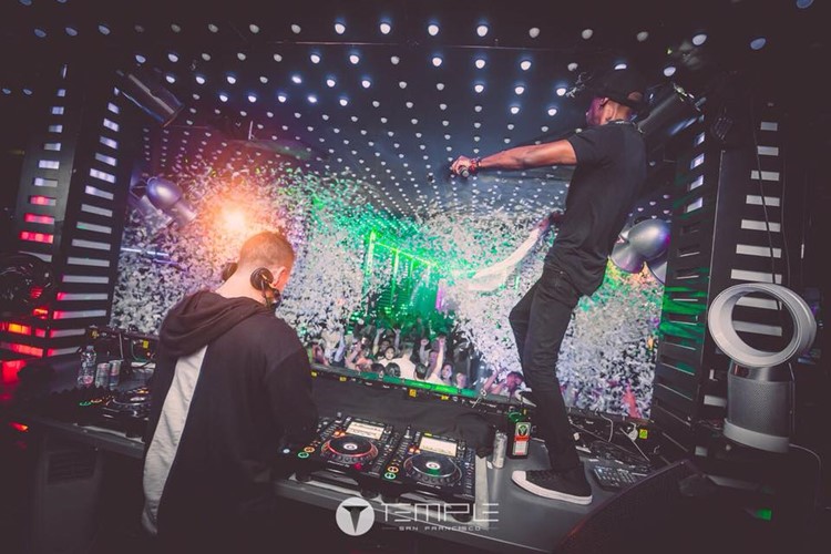 Temple nightclub San Francisco crowd dancing having fun dj mixing music