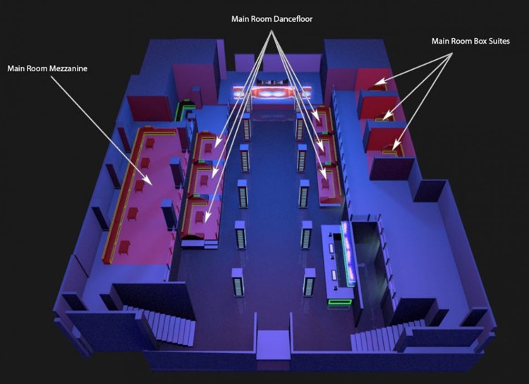Temple nightclub San Francisco map floor plan first vip table regular lounge