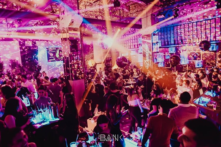 The Bank club nightclub Belgrade big party crazy crowd dance lights show