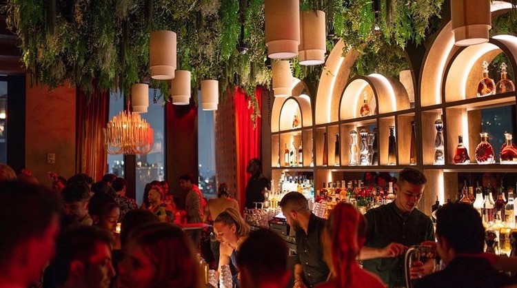 The Highlight Room club NYC bar rooftop luxurious interior design