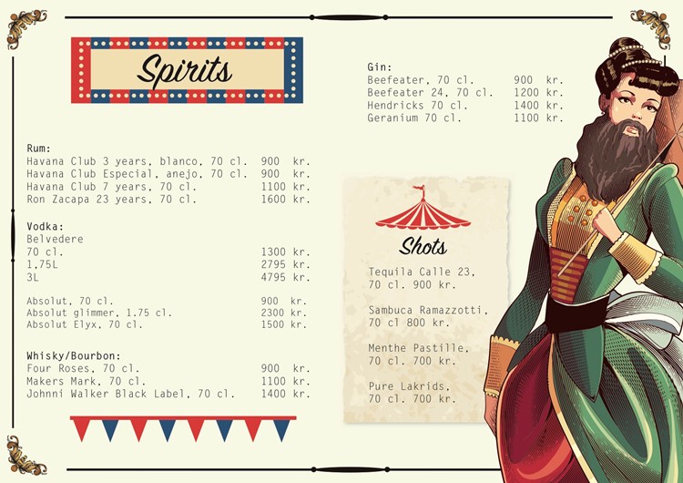 The Jane nightclub Copenhagen spirits alcohol prices gin cognac whisky tonic beverages 