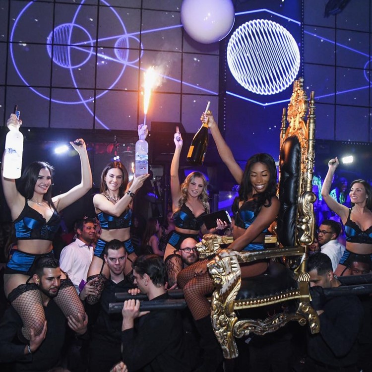 The Light nightclub Las Vegas champagne bubbles parade fun celebration hen bachelor bachelorette  