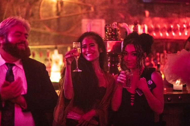 The Rose Room club NYC pretty girls drinking champagne 