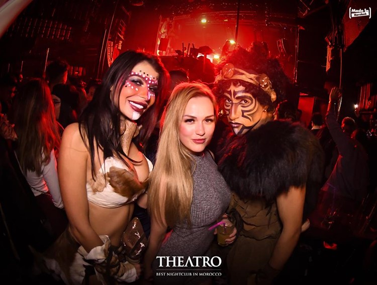 Theatro nightclub Marrakech blonde brunette girls makeup costumes dress code partying dancing