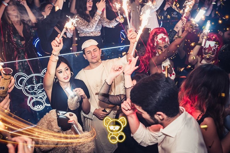 Toy Room nightclub Rome people celebrating birthday hen bachelor party champagne vodka parade fun party