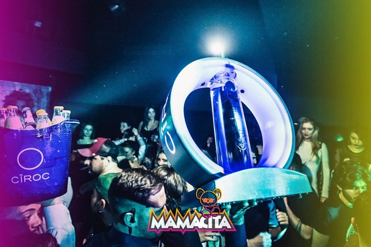 Toy Room nightclub Rome vodka rum gin alcohol bottles parade show event celebration group party