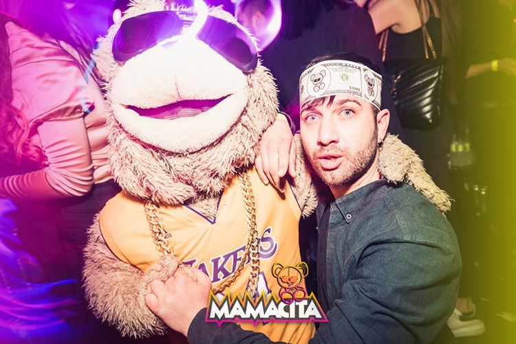 Toy Room nightclub Rome Frank the bear famous mascot take picture guys having fun party all night must see 