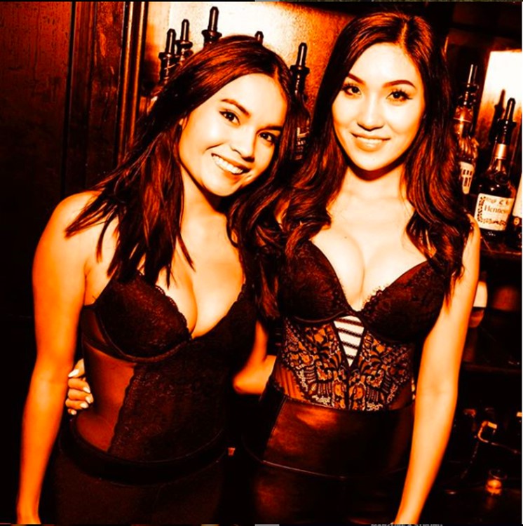 Toybox nightclub Toronto sexy waitresses brunette girls having fun black lingerie