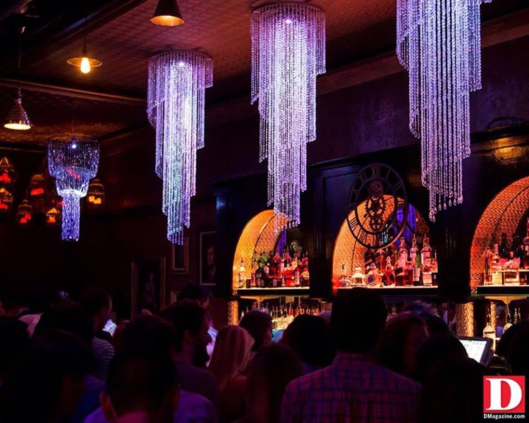 Truth and Alibi nightclub Dallas bar view chandelier luxury interior design bar view alcohol