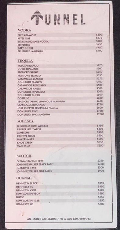 Tunnel nightclub Chicago bottle service package drinks alcohol 