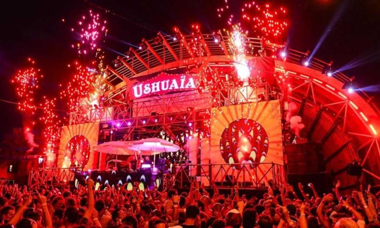 Ushuaia nightclub Ibiza event with fireworks