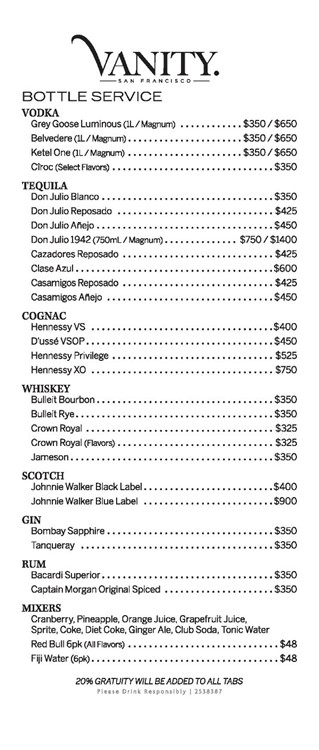 Vanity nightclub San Francisco bubbles parade reserve celebrate birthday bachelor hen parties