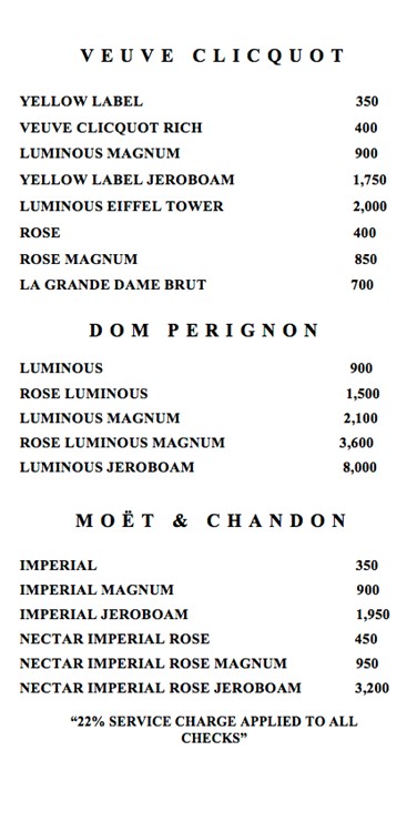 Wall Lounge Miami bottle menu drinks prices cognac whisky