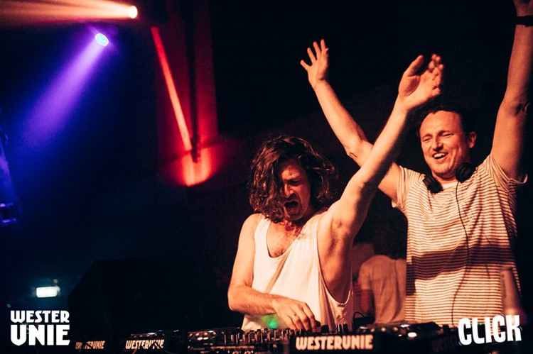 WesterUnie nightclub Amsterdam two djs mixing music having fun dancing