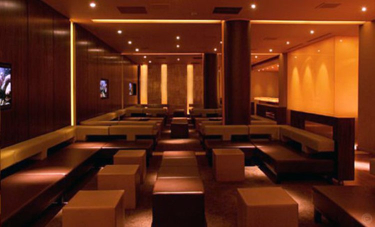 Ybar nightclub Chicago view of the lounge area brown interior design