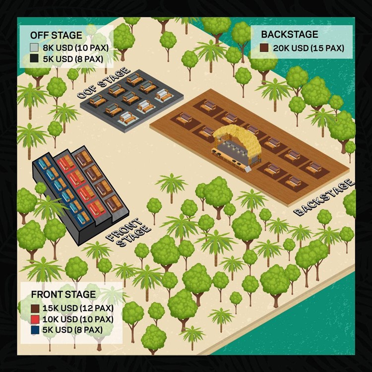 Zamna festival in Tulum map table prices vip exclusive area